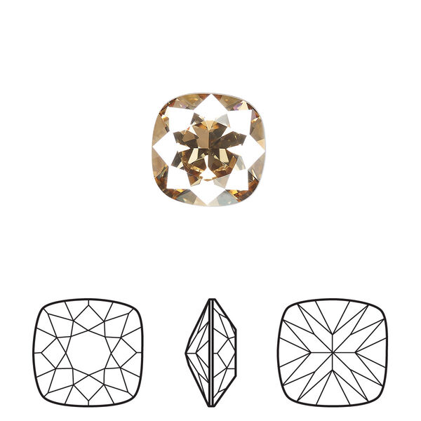 Fancy stone 6pk crystal golden shadow foil back, Crystal Passions® 12mm cushion 4470 image number 0