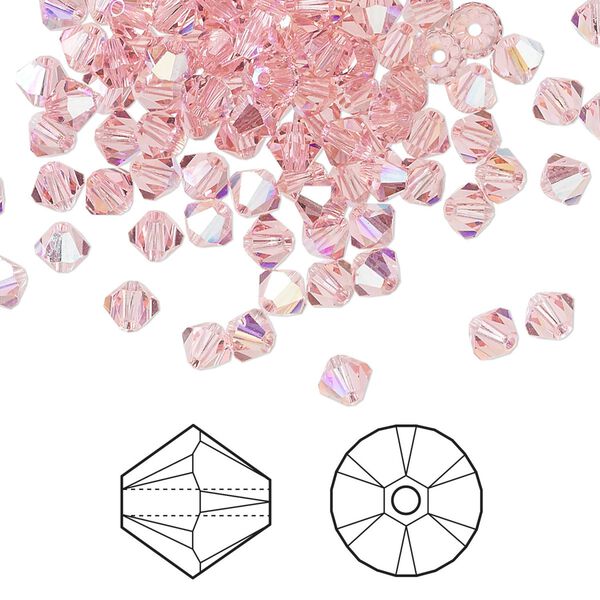 Bead 144pk light rose AB, Crystal Passions® 4mm bicone 5328 image number 0