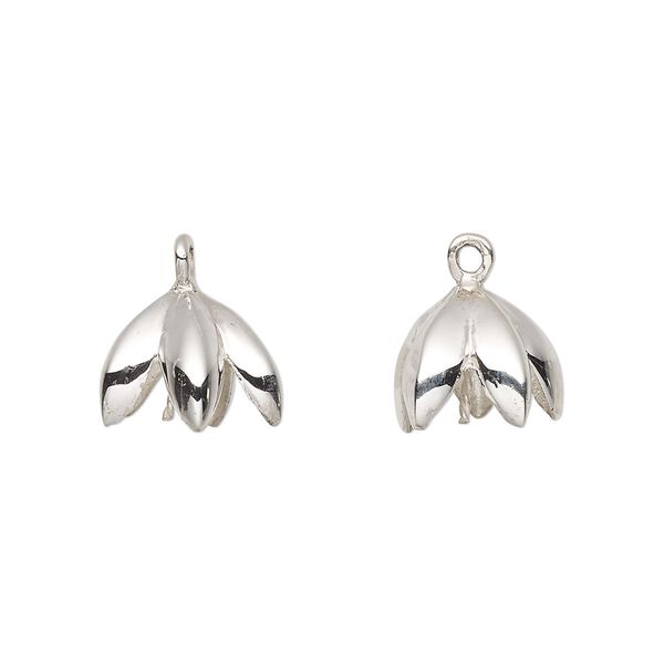 Cup, sterling silver, 10mm petals with twisted peg, fits 8-10mm bead. Sold individually. image number 0