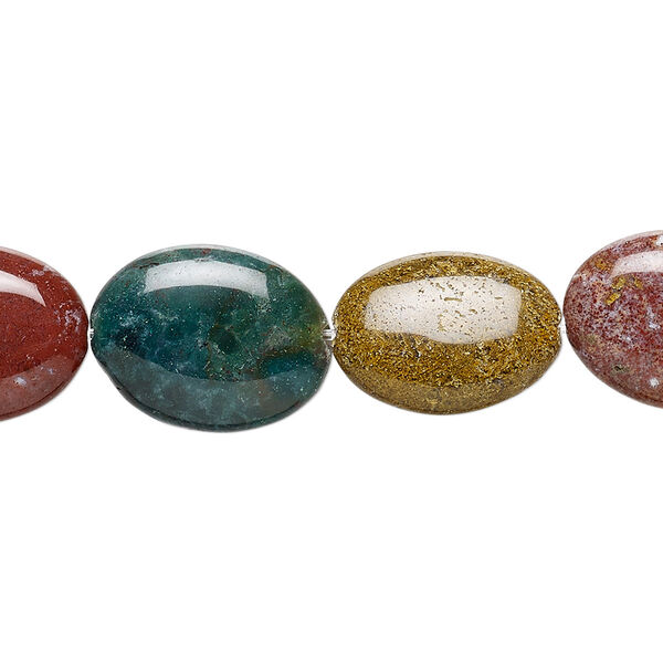 Ocean jasper 1pkg1, flat oval bead natural 15.5-16 inch 16x12mm image number 0