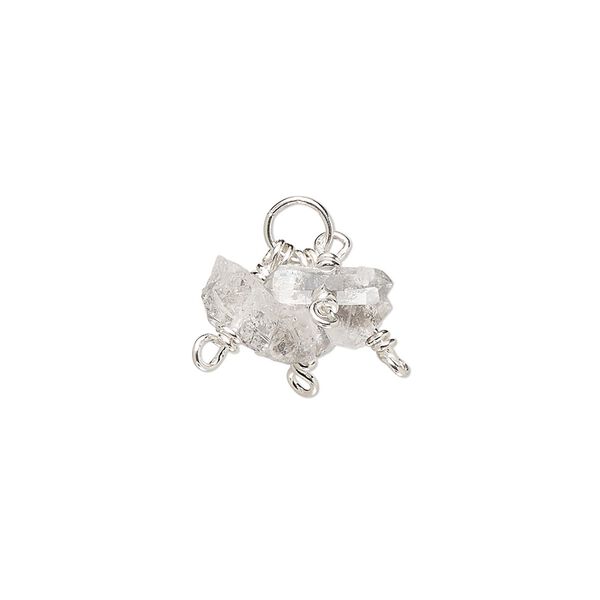 Quartz crystal / sterling silver 1pkg1, hand-cut nugget cluster drop natural image number 0