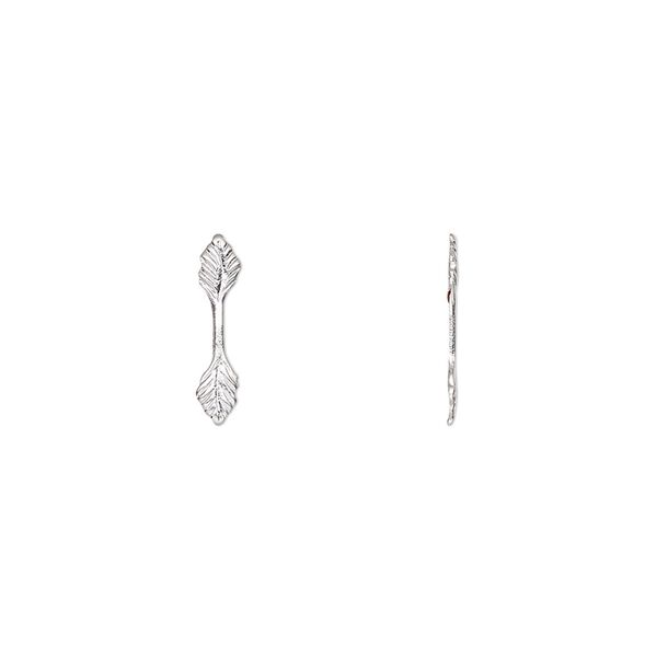Bail, fold-over, nickel-plated brass, 13x3mm double leaf with 6.5mm grip length. Sold per pkg of 100. image number 0