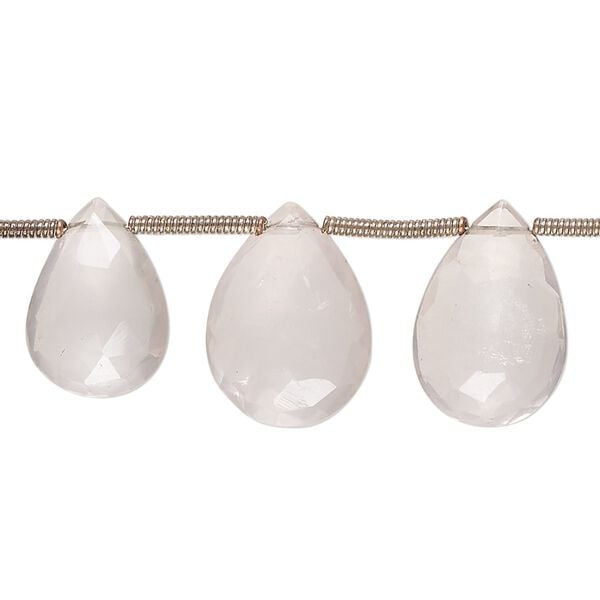 Rose quartz 1pkg14, hand-cut top-drilled faceted puffed teardrop bead natural 13x9mm-18x13mm image number 0