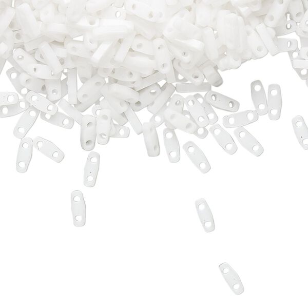 Seed bead, TILA®, glass, pkg/250g, 5x1.2mm quarter tila rectangle, opaque white, (QTL-402). image number 0