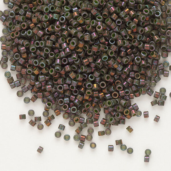 Seed bead, Delica®, glass, pkg/250g, #11 round, opaque gold luster dark olive (DB-0131). image number 0