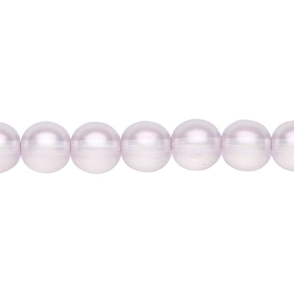 Bead, Czech pressed glass, pearlized plum, 8mm round. Sold per 15-1/2" to 16" strand, approximately 50 beads. image number 0
