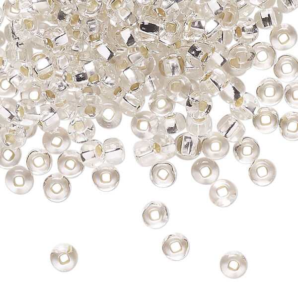 Seed bead, Preciosa Ornela Czech glass, pkg/500g, #6 rocaille, transparent silver-lined clear, (78102). image number 0