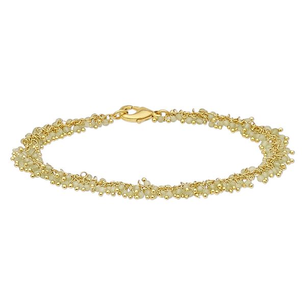 Bracelet, peridot (natural) and gold-finished brass, 8mm wide with 2mm faceted round, 7-1/2 inches with lobster claw clasp. Sold individually. image number 0