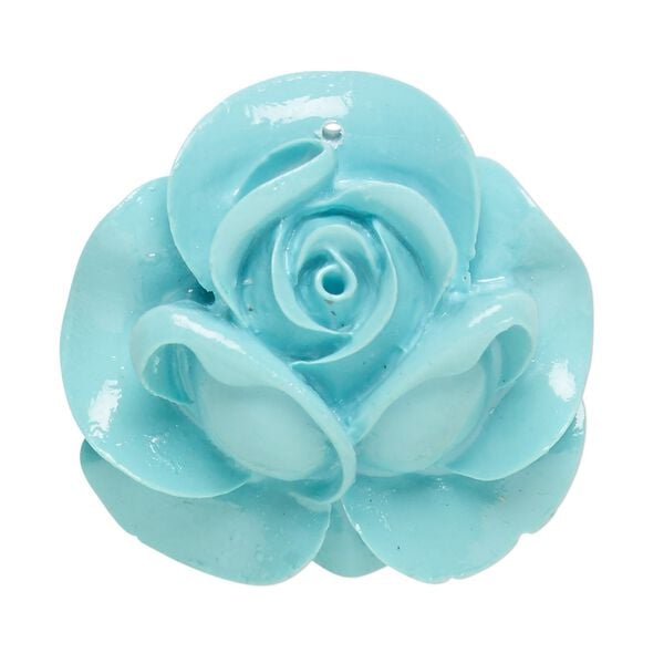 Focal, resin, turquoise blue, 35x34mm rose. Sold individually. image number 0