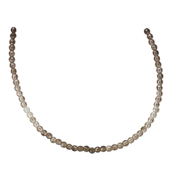 Smoky quartz 1pkg1, hand-cut faceted round bead 8 inch 3-4mm image number 0