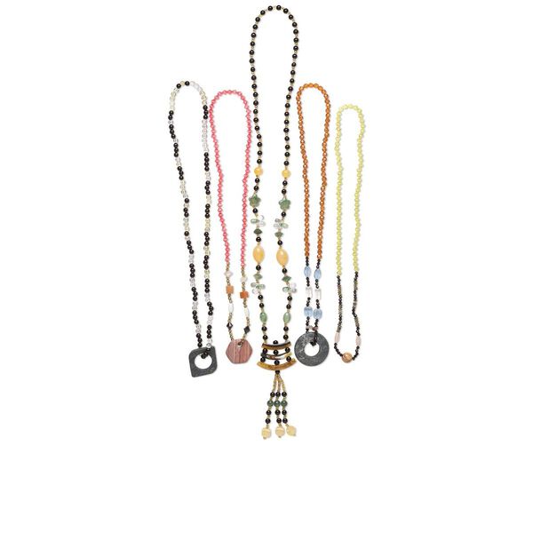Gemstone / acrylic / glass 1pkg5, continuous necklace 24 to 30 inch mix image number 0
