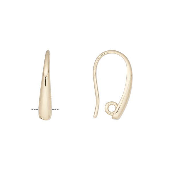 Ear wire, gold-finished copper, 17.5mm fishhook with hidden closed loop, 19 gauge. Sold per pair. image number 0