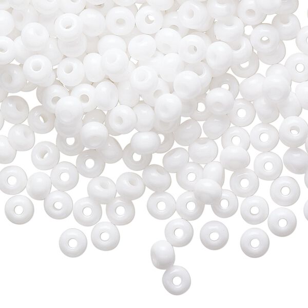 Seed bead, Preciosa Ornela Czech glass, pkg/50g, #6 rocaille, opaque white, (03050). image number 0