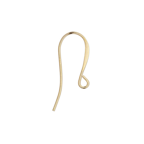Ear wire, gold-plated brass, 18mm flat fishhook with open loop, 21 gauge. Sold per pkg of 50 pairs. image number 0