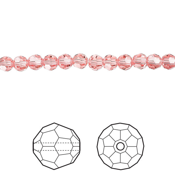 Bead 720pk rose peach, Swarovski® 4mm round 5000 image number 0