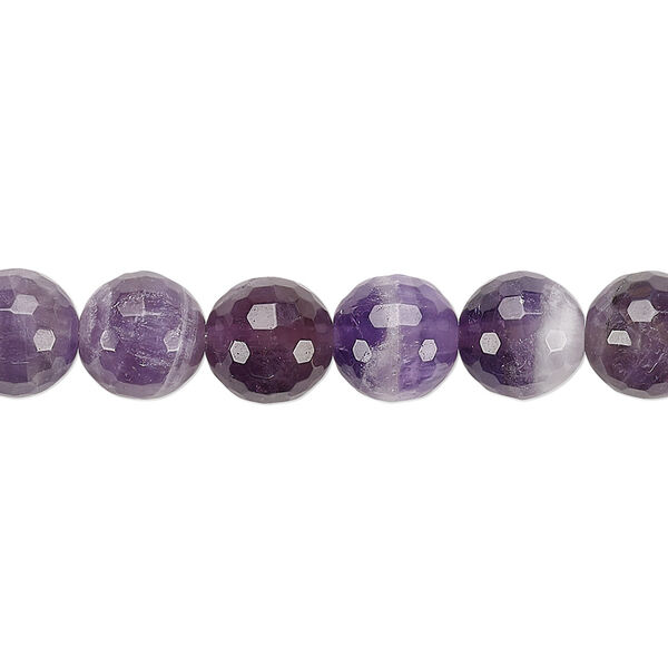 Banded amethyst 1pkg1, faceted round bead natural B grade, 8 inch 8mm image number 0