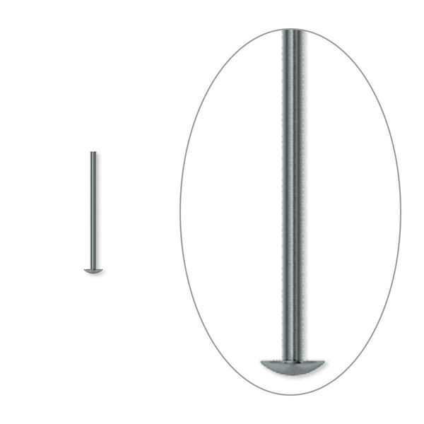 Head pin, gunmetal-plated brass, 1/2 inch, 22 gauge. Sold per pkg of 500. image number 0
