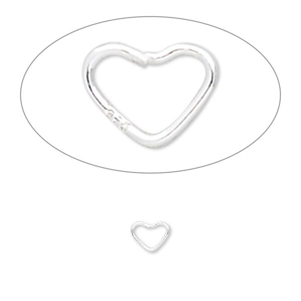 Jump ring, sterling silver, 6x5mm soldered heart, 3.8x3.2mm inside diameter, 22 gauge. Sold per pkg of 25. image number 0