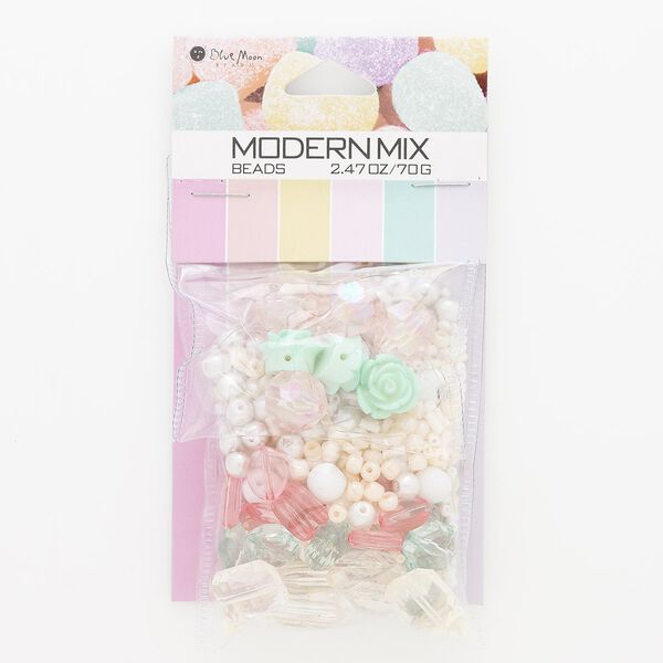 Bead mix, glass and acrylic, opaque to transparent mixed colors, 2mm-17x13mm mixed shapes with 0.6-2mm hole. Sold per 70-gram pkg, approximately 650-790 beads. image number 0