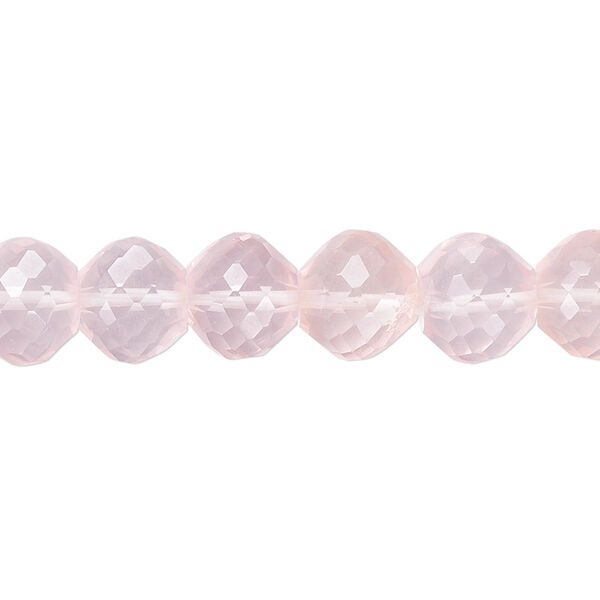 Rose quartz 1pkg10, hand-cut faceted rondelle bead natural B grade, 10x8mm image number 0