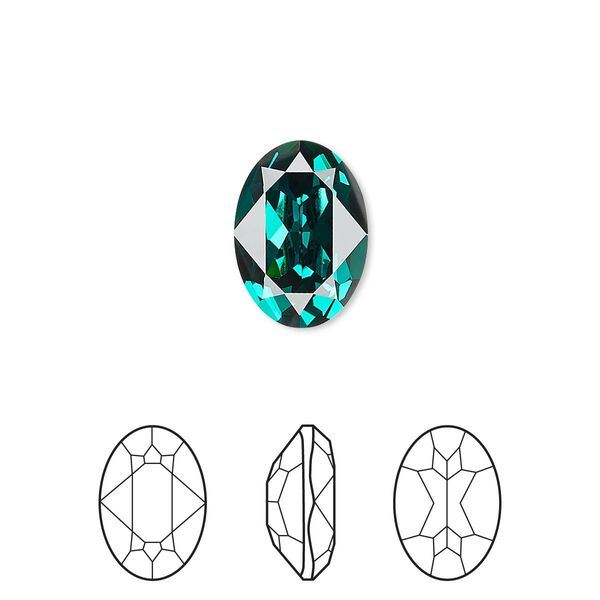 Fancy stone 1pk emerald foil back, Crystal Passions® 14x10mm oval 4120 image number 0