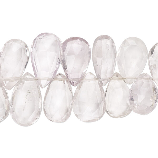 Lavender amethyst 1pkg1, hand-cut top-drilled faceted puffed teardrop bead natural 9 inch graduated 10x7mm-17x10mm image number 0
