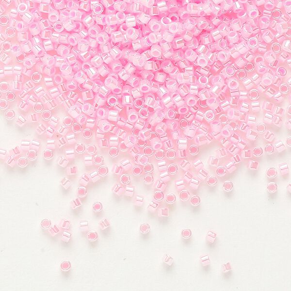Seed bead, Delica®, glass, pkg/7.5g, #11 round, opaque inside dyed color luster cotton candy pink (DB-0245). image number 0