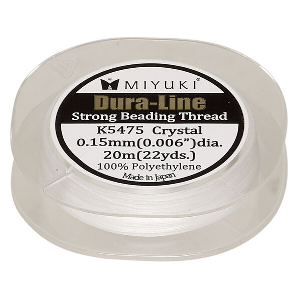 Thread, Miyuki Dura-Line, gel-spun polyethylene, crystal clear, 0.15mm diameter, 18-pound test. Sold per 20-meter spool. image number 0