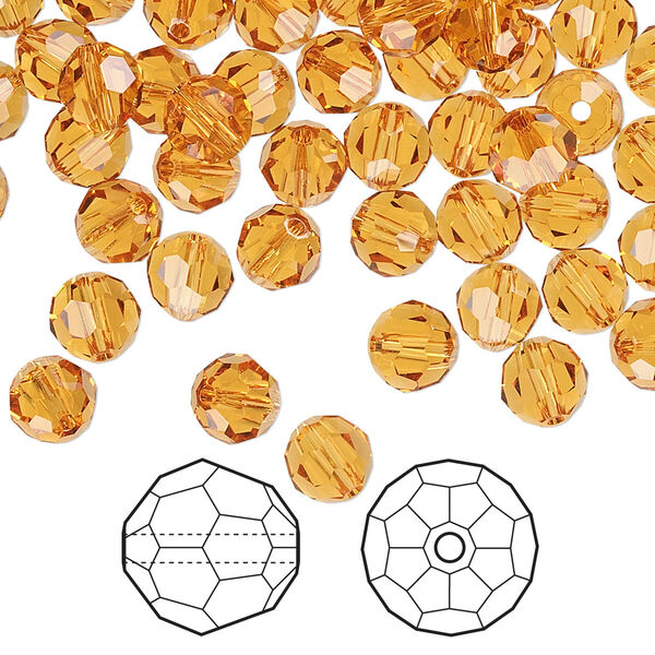 Bead 144pk topaz, Crystal Passions® 6mm round 5000 image number 0