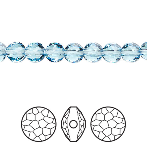 Bead 288pk aquamarine, Swarovski® 6mm puffed round 5034 image number 0