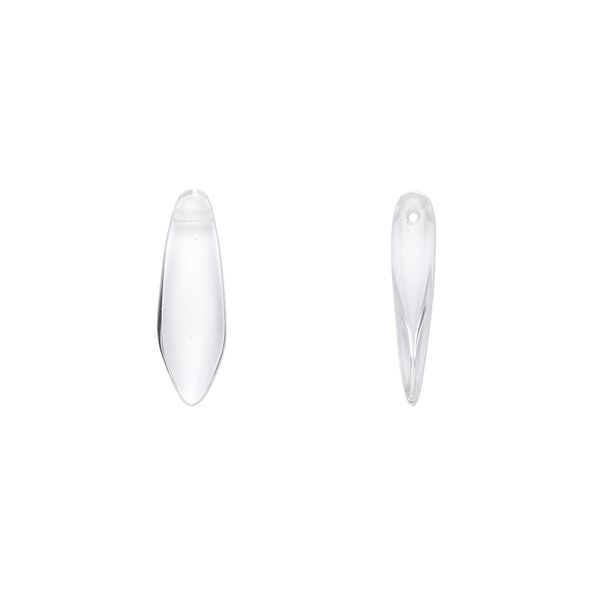 Bead, Czech pressed glass, clear, 15.5x5mm top-drilled dagger. Sold per 15-1/2" to 16" strand, approximately 135-150 beads. image number 0
