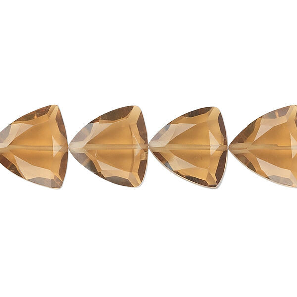 Golden quartz 1pkg10, hand-cut faceted triangle bead B grade, 12mm image number 0