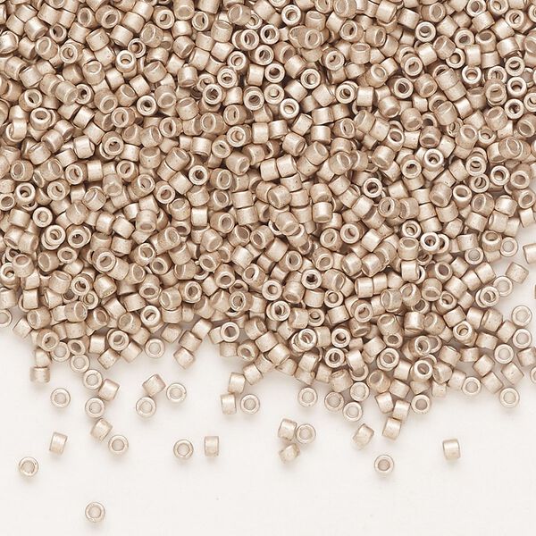 Seed bead, Delica®, glass, pkg/7.5g, #11 round, opaque semi-matte galvanized light smoky amethyst (DB-1158). image number 0