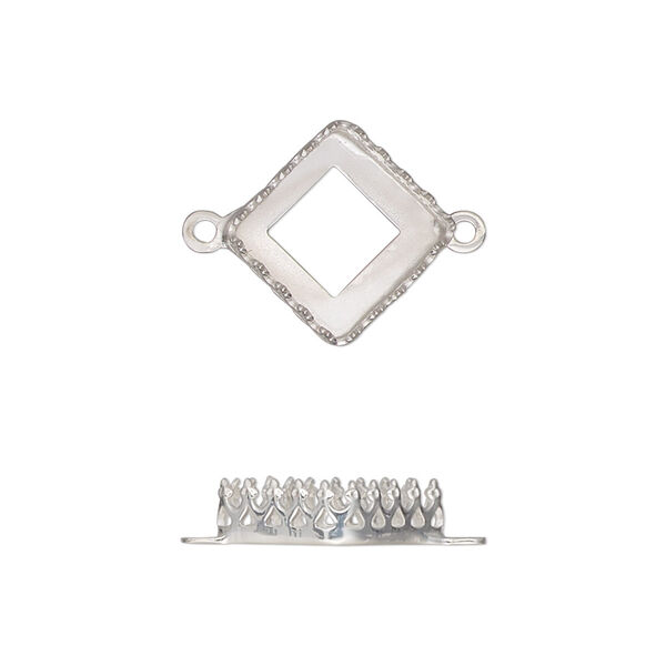 Link, Almost Instant Jewelry®, sterling silver, 15mm diamond with filigree edge and open back with 10mm square flat back bezel setting. Sold individually. image number 0