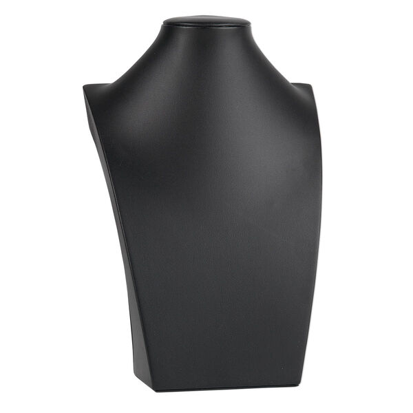 Display, necklace, leatherette, black, 10 x 6-1/2 x 3-3/4 inches. Sold individually. image number 0