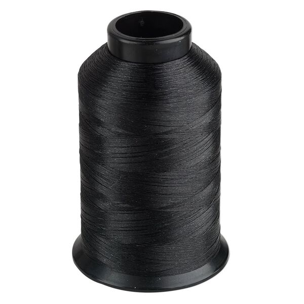 Thread, Nymo®, nylon, black, size B. Sold per 3-ounce spool. image number 0