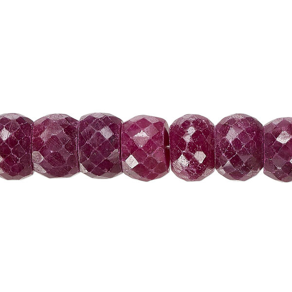 Indian ruby 1pkg1, hand-cut faceted rondelle bead 15.5-16 inch 9x6mm-11x8mm image number 0