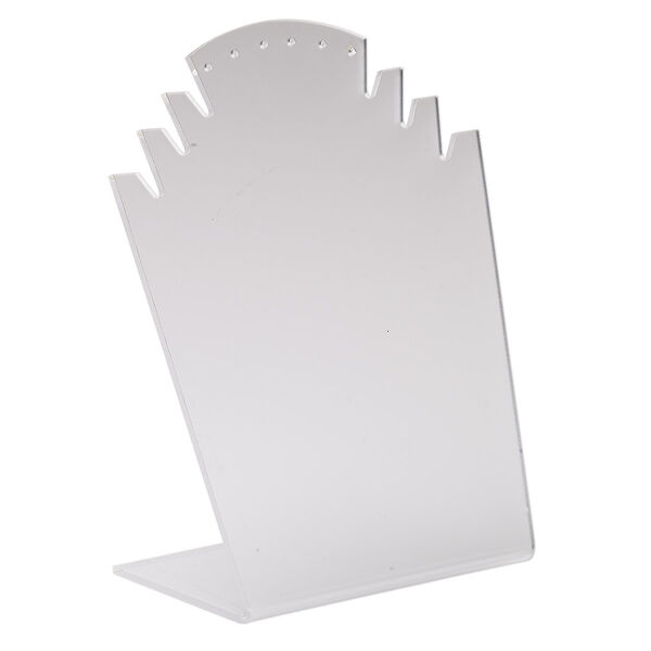 Display, necklace and earring, acrylic, frosted translucent clear, 8-1/2 x 7 x 3-1/2 inches. Sold individually. image number 0