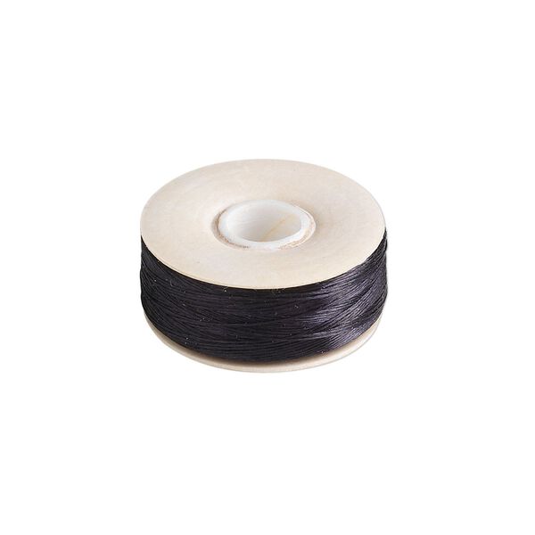 Thread, Nymo®, nylon, black, size OO. Sold per 110-yard bobbin. image number 0