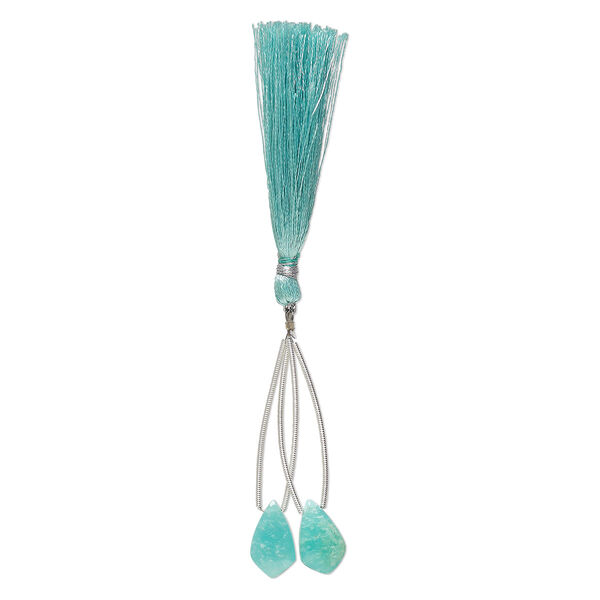 Amazonite 1pkg2, hand-cut top-drilled puffed kite bead natural 17x10mm image number 1