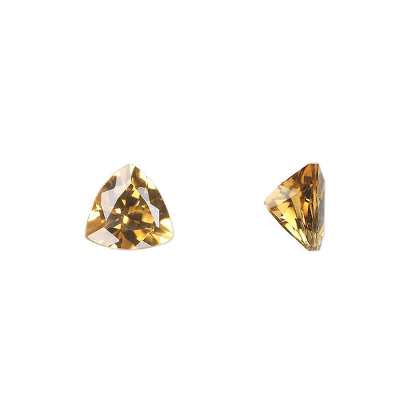 Citrine 1pkg1, hand-cut faceted triangle gem 8mm image number 0