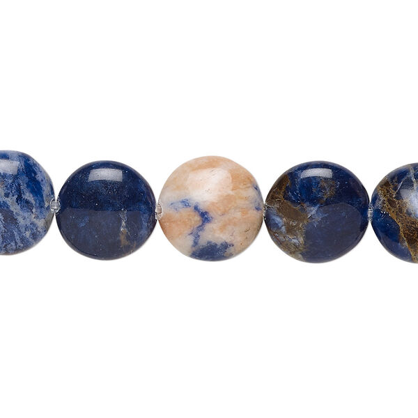 Orange sodalite 1pkg1, hand-cut puffed flat round bead natural 8 inch 12mm image number 0