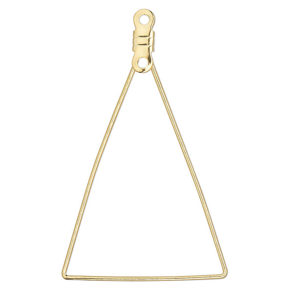 Beading hoop, gold-plated steel, 39.5x39.5x25mm open triangle with closed loop. Sold per pkg of 10. image number 0