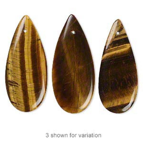 Tigereye 1pkg1, top-drilled flat teardrop focal natural 46x20mm image number 0