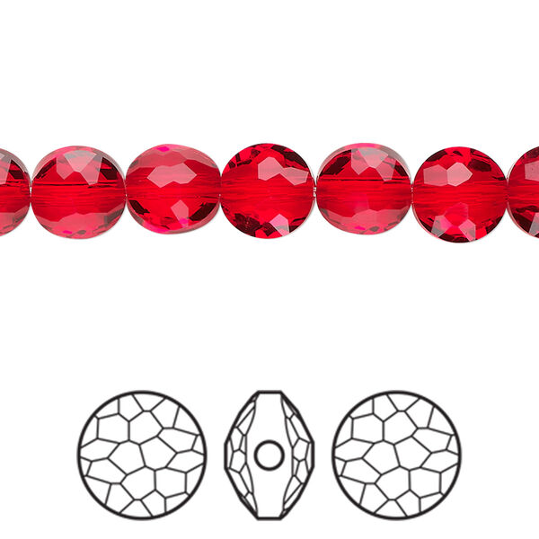 Bead 144pk light siam, Swarovski® 8mm puffed round 5034 image number 0