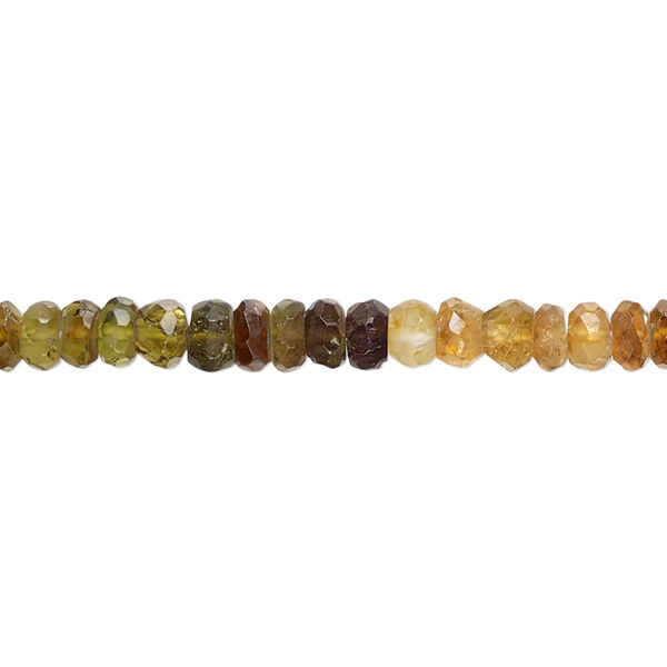 Amber-green tourmaline 1pkg1, hand-cut faceted rondelle bead natural 13 inch 4x2mm-6x4mm image number 0