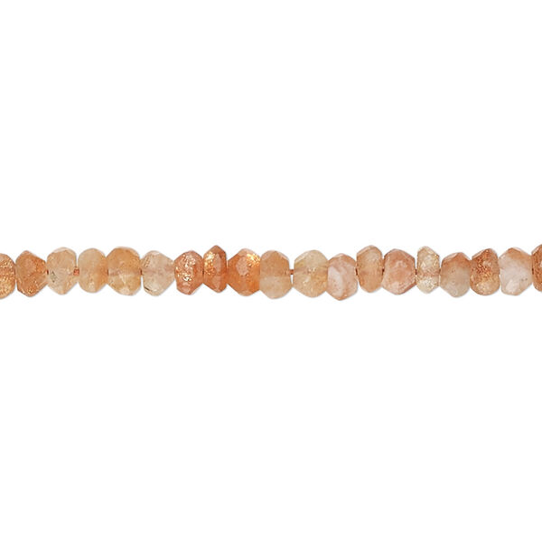 Sunstone 1pkg1, hand-cut faceted rondelle bead natural 13 inch 3x2mm-4x3mm image number 0