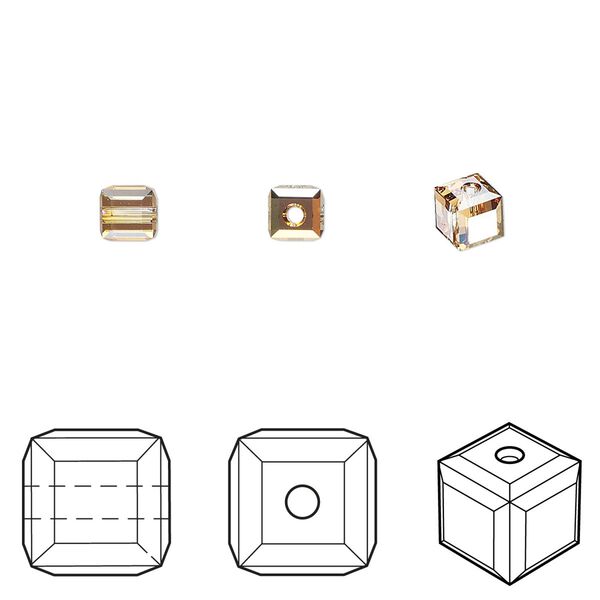 Bead 288pk crystal metallic sunshine, Swarovski® 4mm cube 5601 image number 0