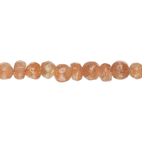 Sunstone 1pkg1, hand-cut faceted pebble bead natural 14 inch small image number 0