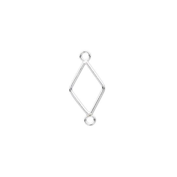 Link, sterling silver, 13x9mm diamond. Sold per pkg of 2. image number 0